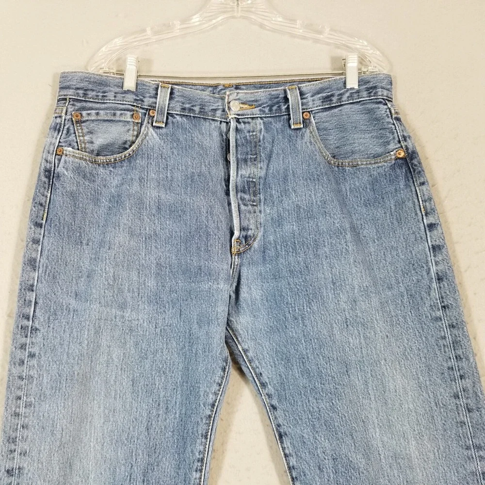 Levi's 501 jeans men's 36x29 original button fly straight blue denim pants retro